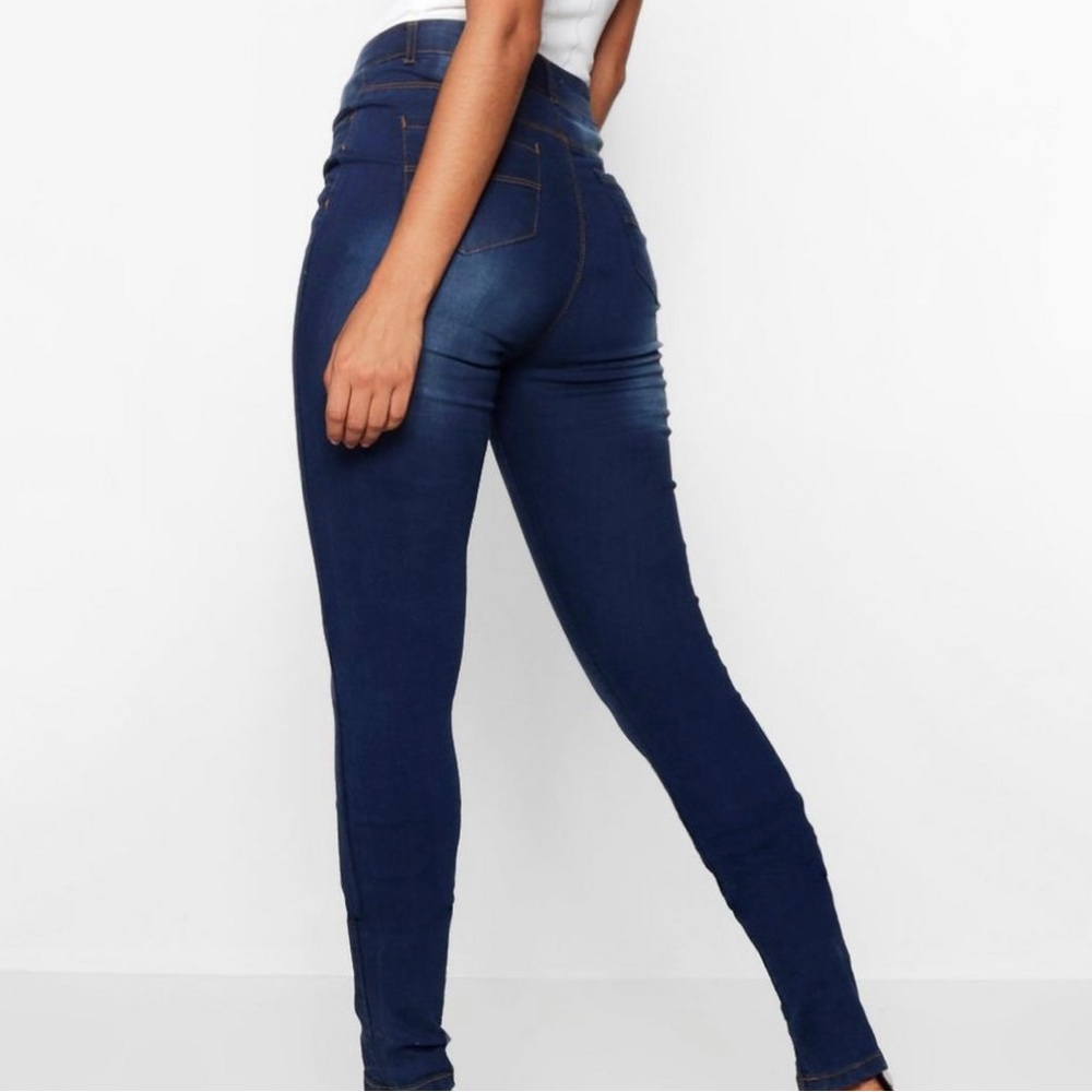 Dark Blue Wash Mid Rise Skinny Jeans